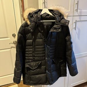 Men’s Puffer Jacket, Marc New York Andrew Marc, Black, XXL, Coyote Hood Trim
